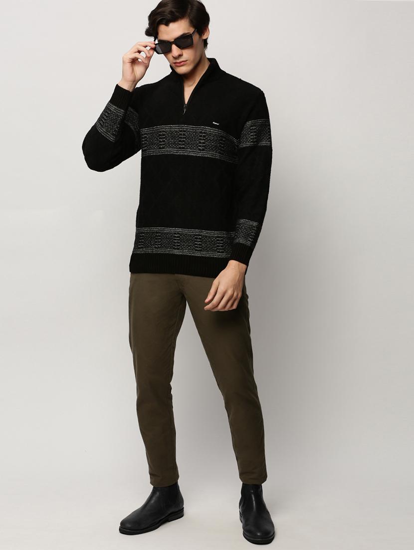 men black turtle neck acrylic pullover - 20322986 - Standard Image - 3