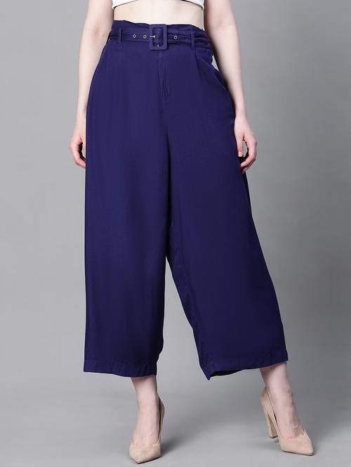 solid navy blue pleated trouser - 20323062 - Standard Image - 0