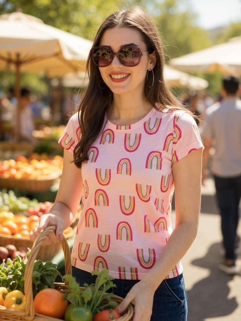 women's all over print round neck t-shirt - 20323085 - Zoom Image - 0