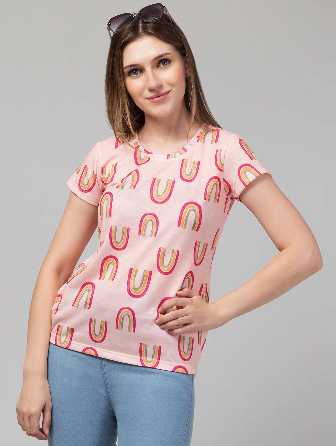 women's all over print round neck t-shirt - 20323085 - Standard Image - 5