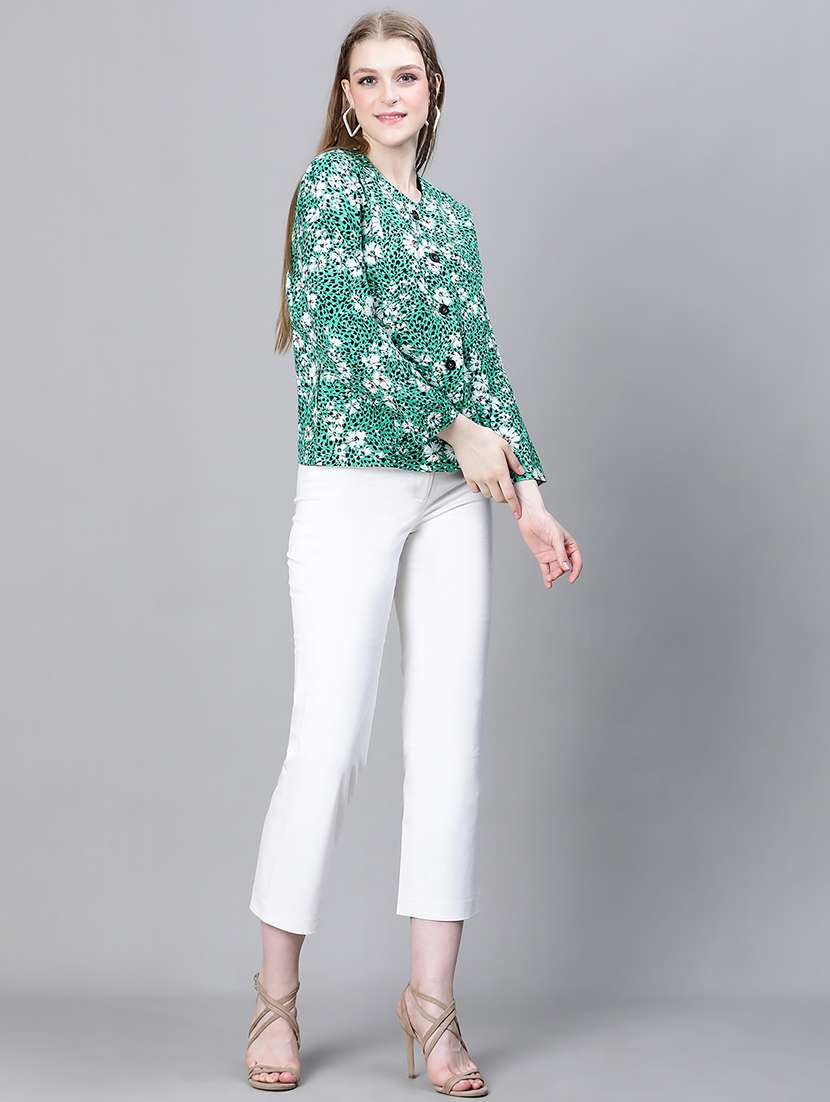 green printed regular jacket - 20323096 - Standard Image - 3
