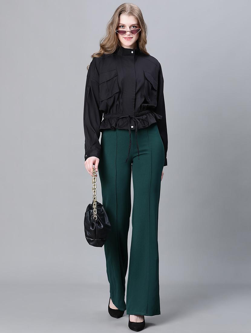 black solid peplum jacket - 20323101 - Standard Image - 3