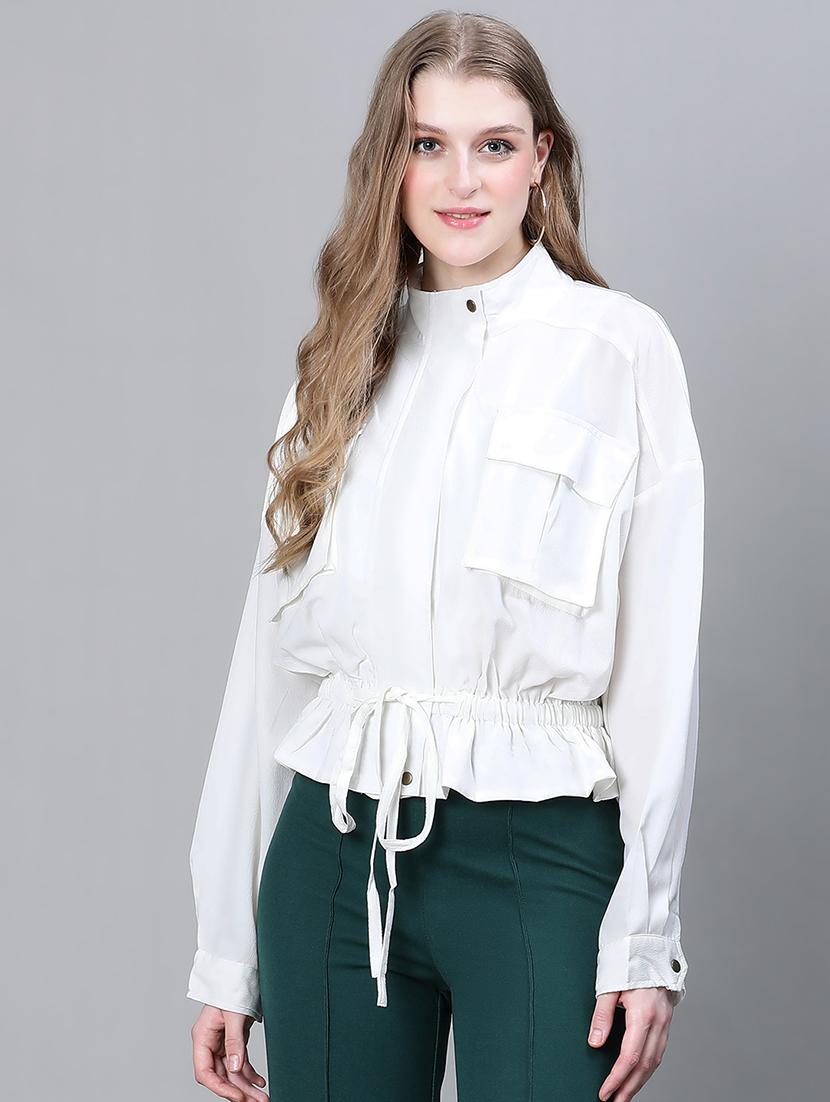 white solid peplum jacket - 20323102 - Zoom Image - 0