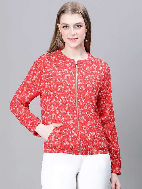 red floral regular jacket - 20323104 -  Standard Image - 0