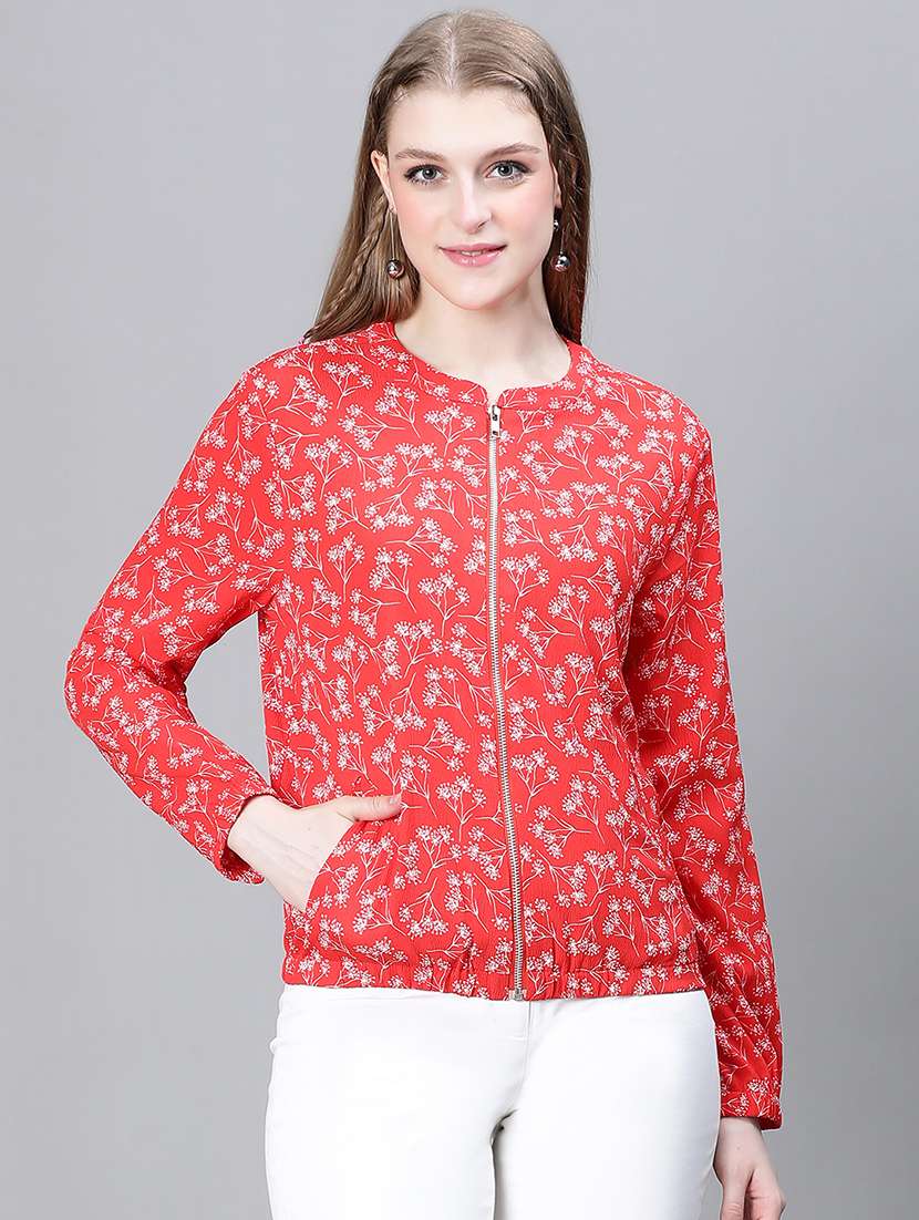 red floral regular jacket - 20323104 -  Zoom Image - 0