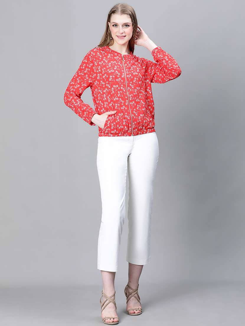 red floral regular jacket - 20323104 -  Standard Image - 3