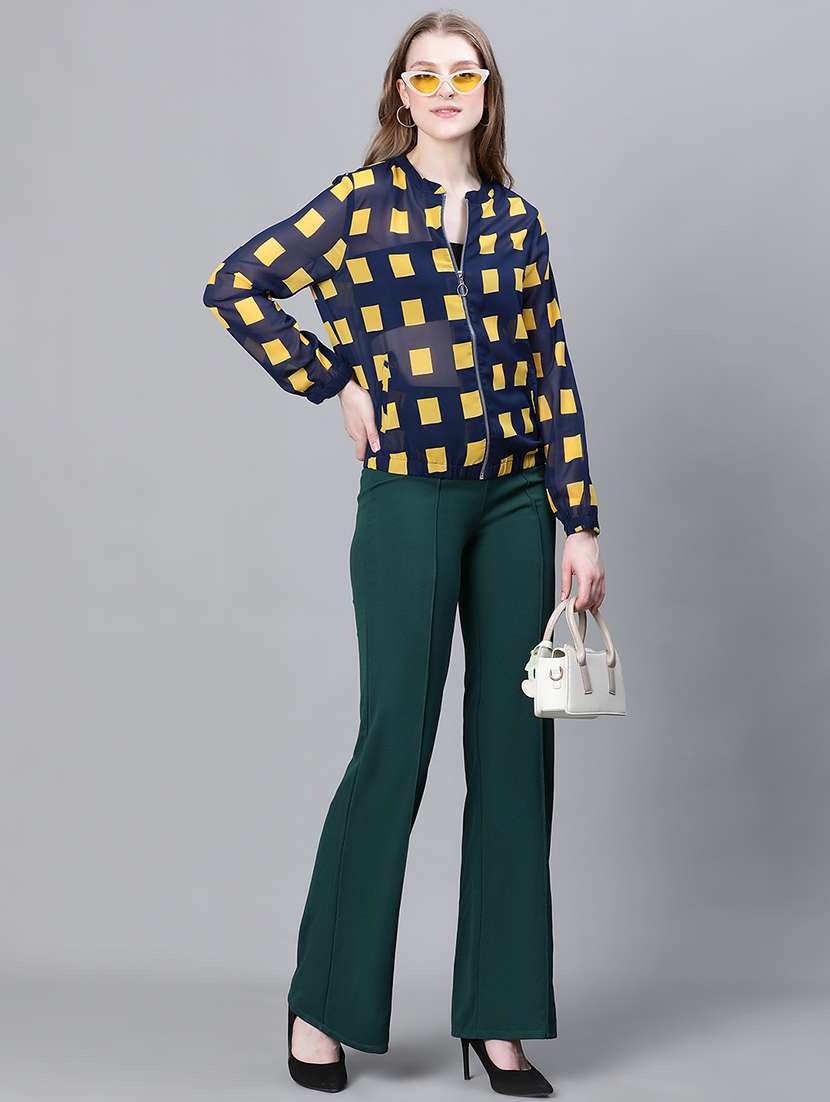 navy blue geometric print summer jacket  - 20323111 -  Standard Image - 3