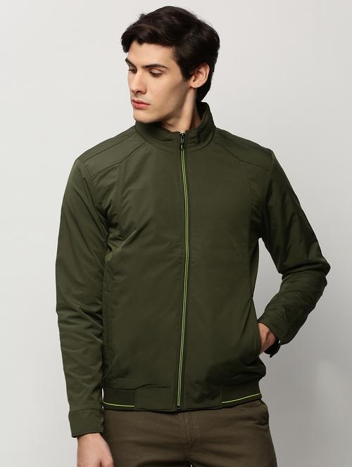 olive green nylon bomber jacket - 20325235 - Standard Image - 0