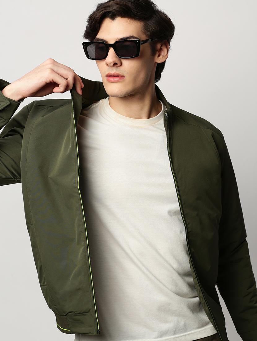 olive green nylon bomber jacket - 20325235 - Standard Image - 3