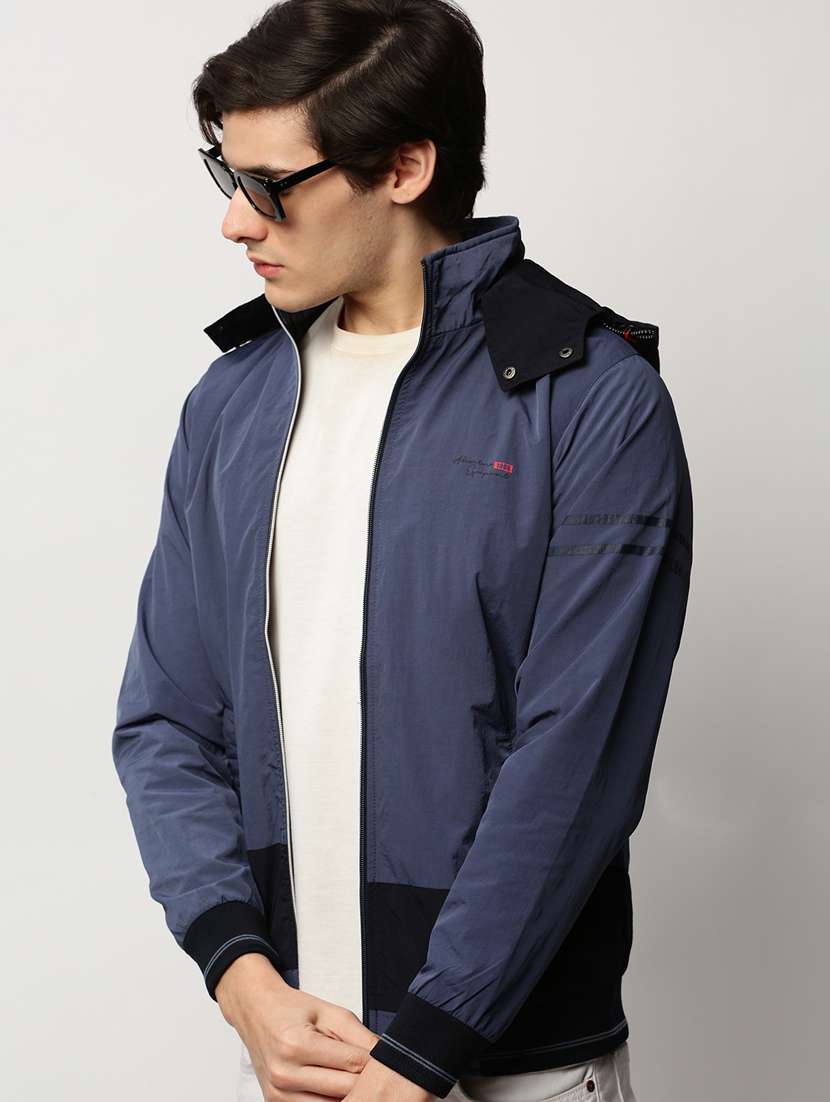 navy blue nylon bomber jacket - 20325244 -  Standard Image - 3
