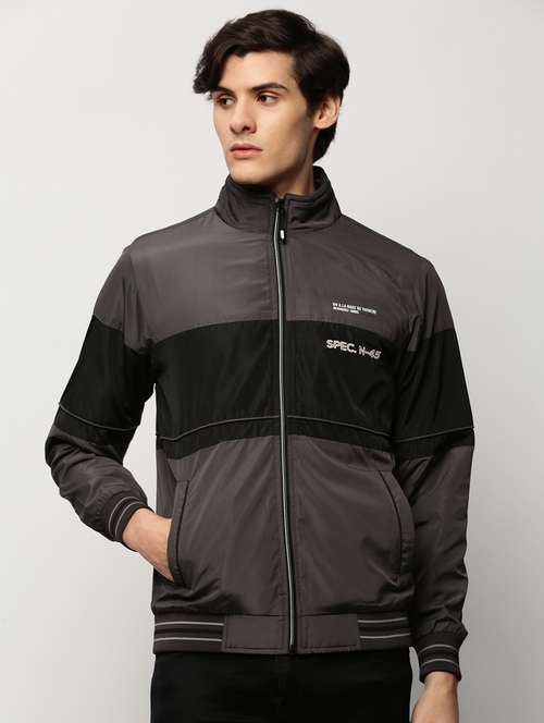 grey nylon bomber jacket - 20325247 -  Standard Image - 0