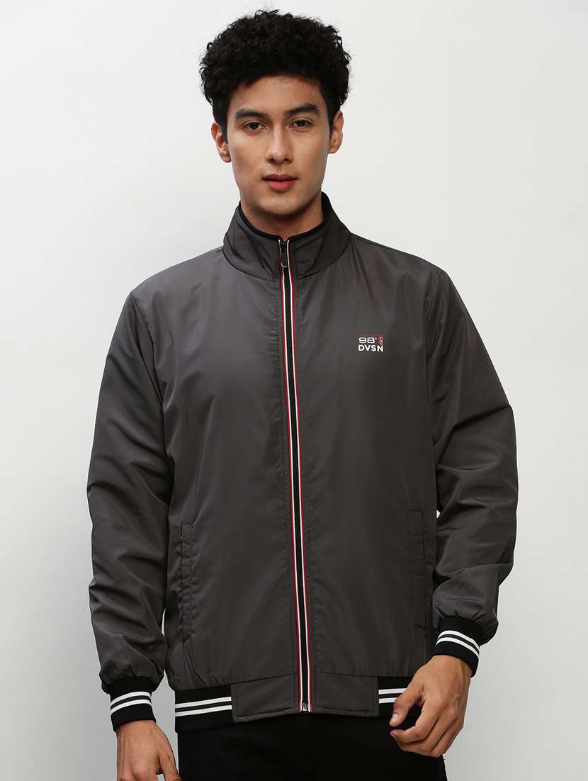 grey nylon bomber jacket