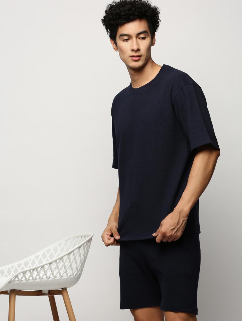 men round neck solid co-ord set - 20325254 - Standard Image - 3