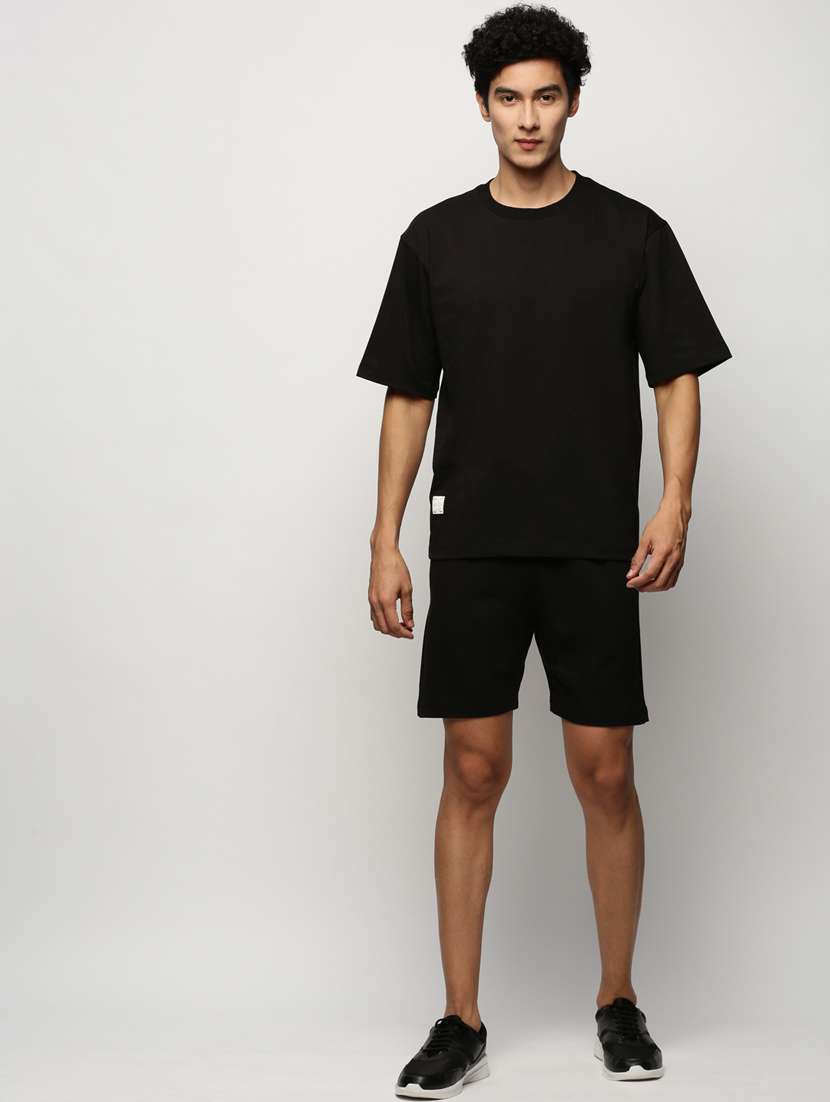 men round neck solid co-ord set