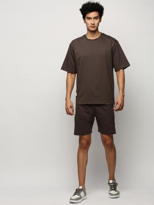 men round neck solid co-ord set - 20325258 - Standard Image - 0