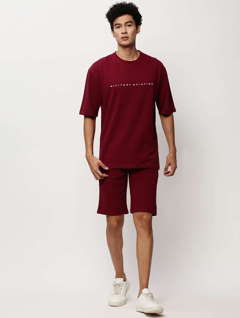 men red typographic print co-ord set - 20325326 - Zoom Image - 0