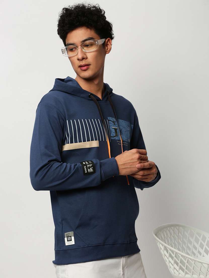 men blue cotton graphic regular sweatshirt - 20325386 -  Standard Image - 3