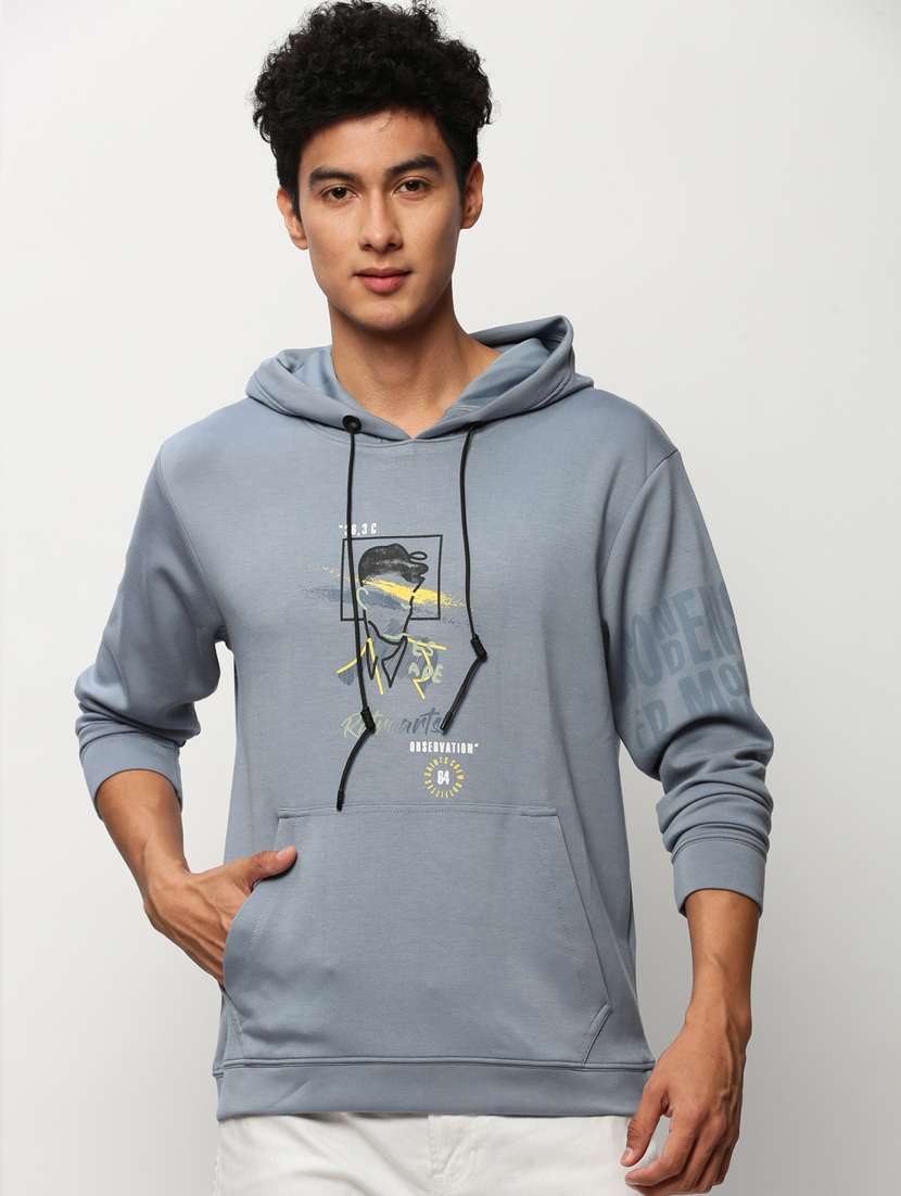 men blue cotton regular sweatshirt - 20325399 -  Zoom Image - 0