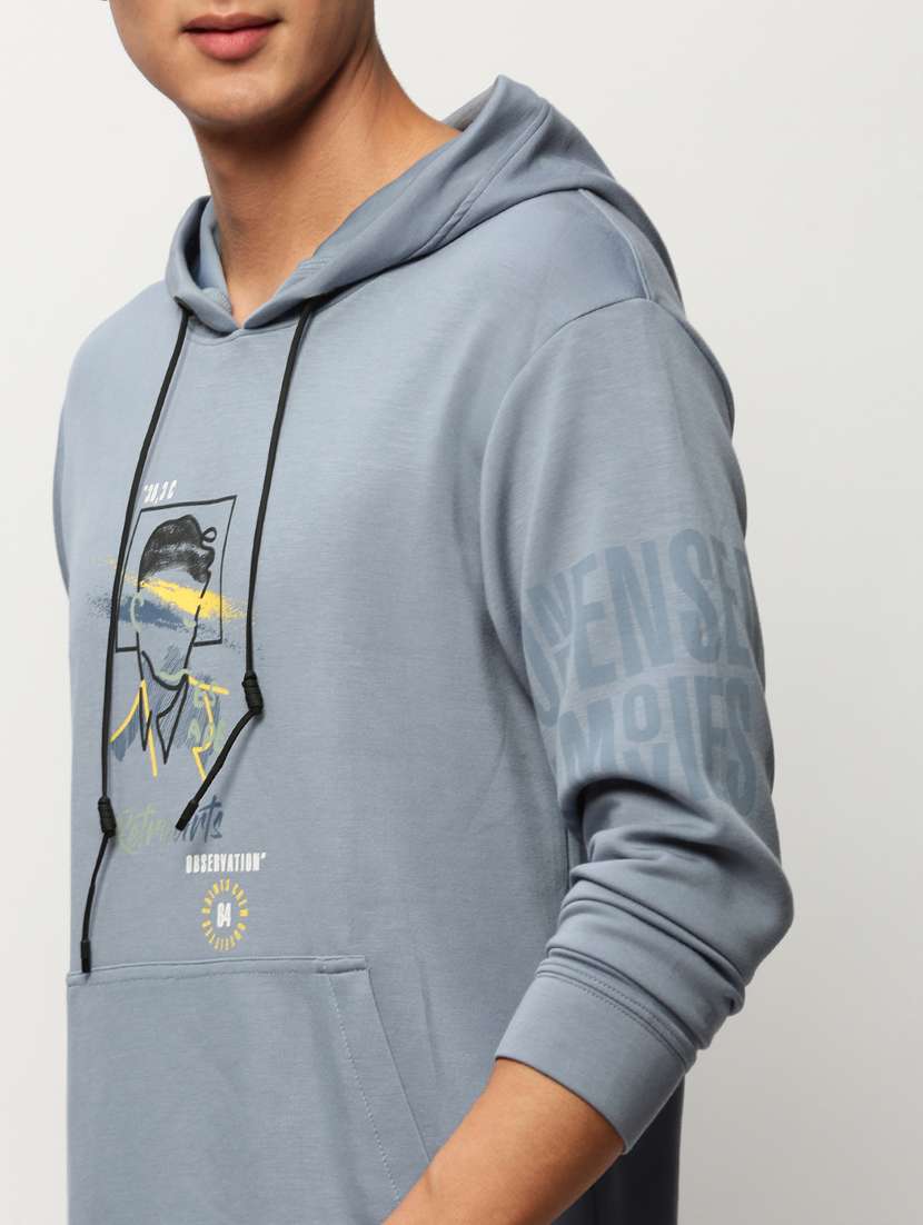 men blue cotton regular sweatshirt - 20325399 -  Standard Image - 5