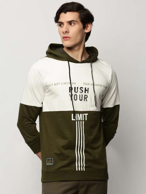 men multi colored hooded color block cotton regular sweatshirt - 20325409 -  Standard Image - 0