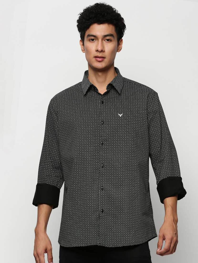 mens micro print casual shirt