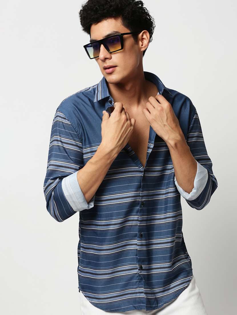 mens stripes casual shirt - 20325434 - Standard Image - 3