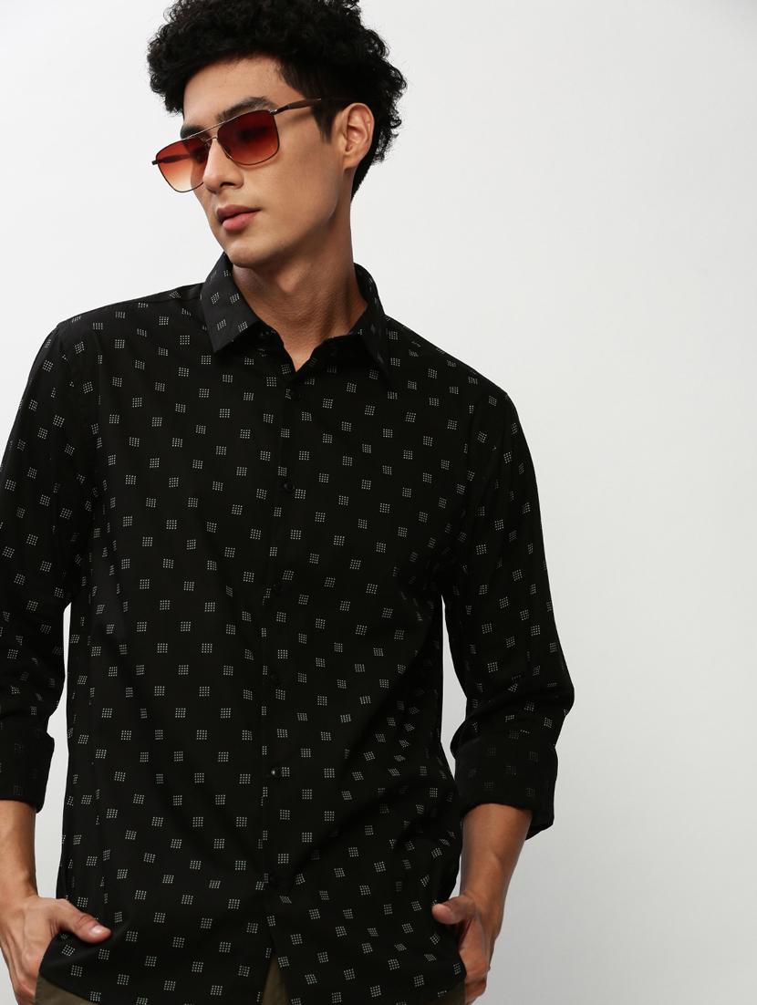 mens geometric casual shirt - 20325528 - Standard Image - 3