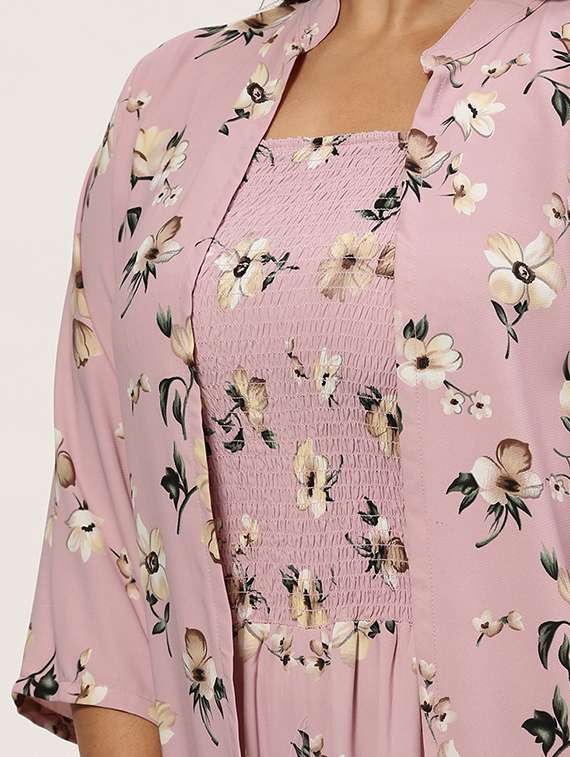 pink floral full leg jumpsuit with shrug - 20325544 -  Standard Image - 3