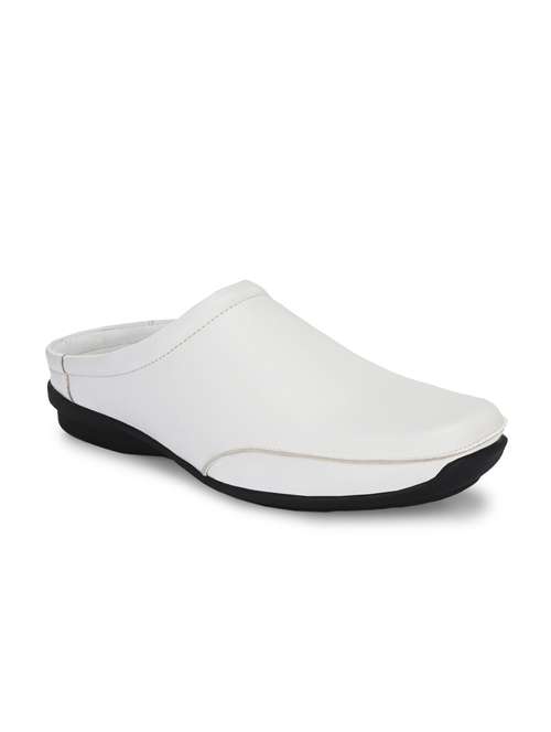 men solid white slip on mule - 20325581 - Standard Image - 0