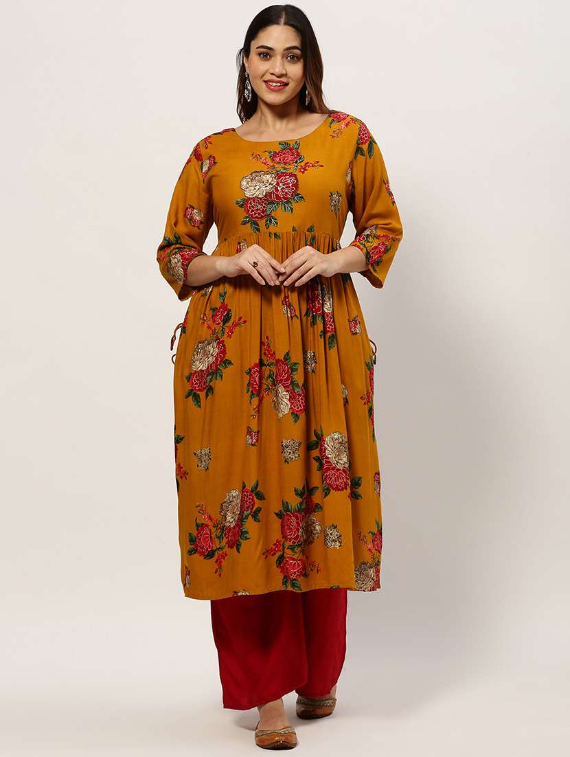 mustard colored a-line kurta