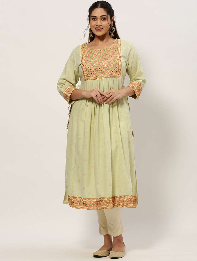lime green colored a-line kurta