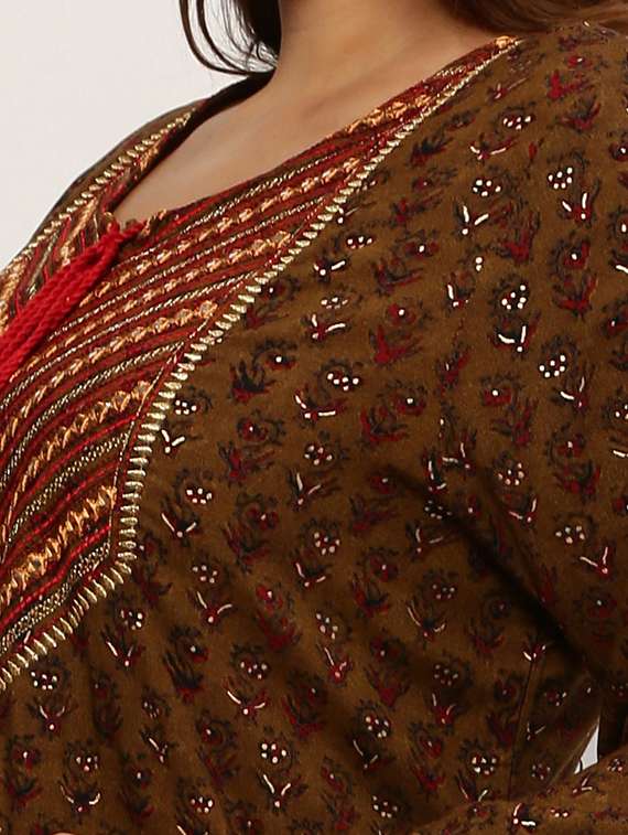 brown colored straight kurta - 20325608 -  Standard Image - 3