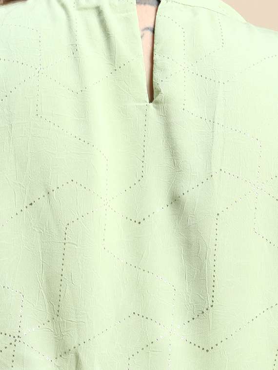 pastel green self design fit & flare dress - 20325627 -  Standard Image - 5