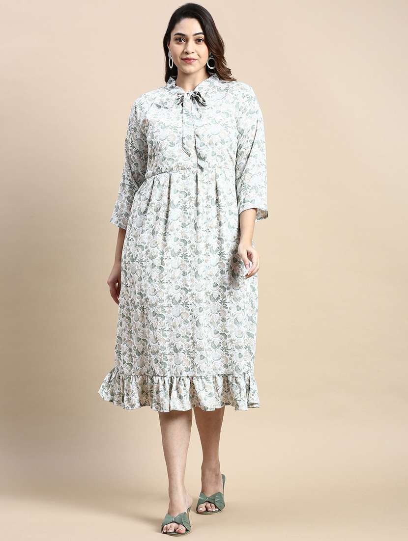 white printed a-line dress