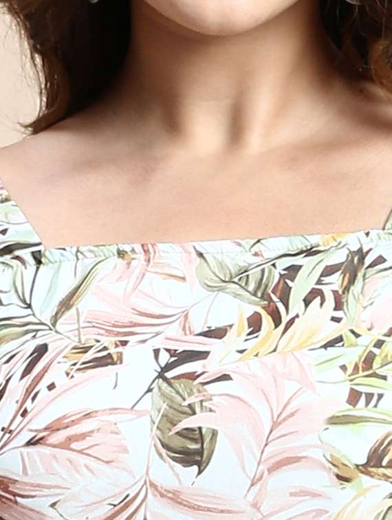 white tropical print a-line dress - 20325632 -  Standard Image - 3