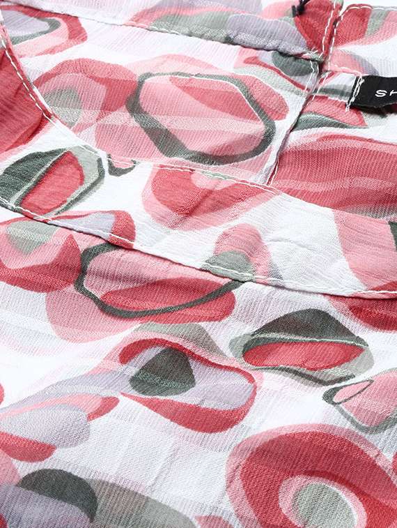 pink printed round neck a-line dress - 20325636 -  Standard Image - 3