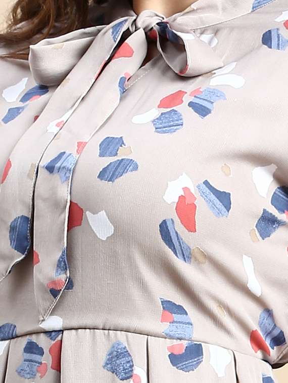 grey printed a-line dress - 20325639 -  Standard Image - 3