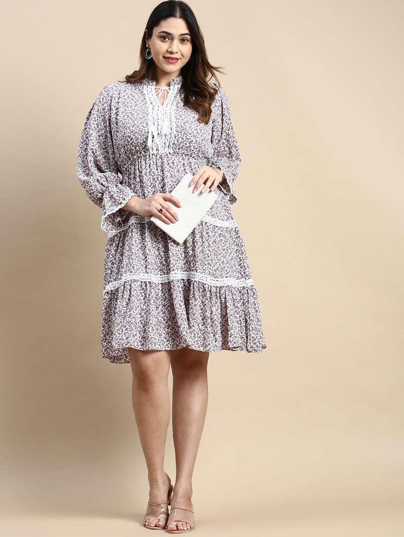 white floral print tiered dress - 20325644 - Standard Image - 3