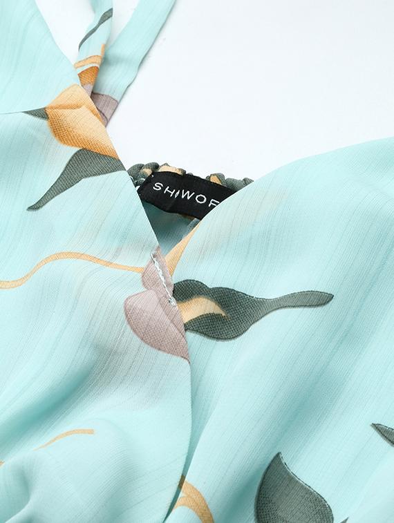 light blue floral print a-line dress - 20325649 - Standard Image - 5