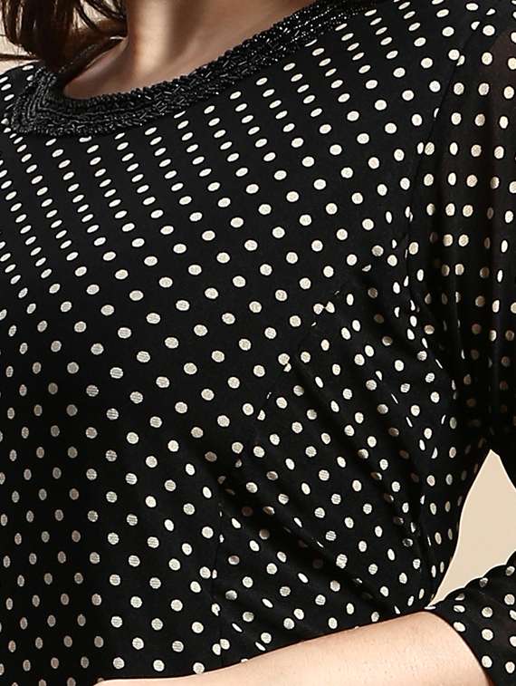 black polka dots a-line dress - 20325657 -  Standard Image - 3