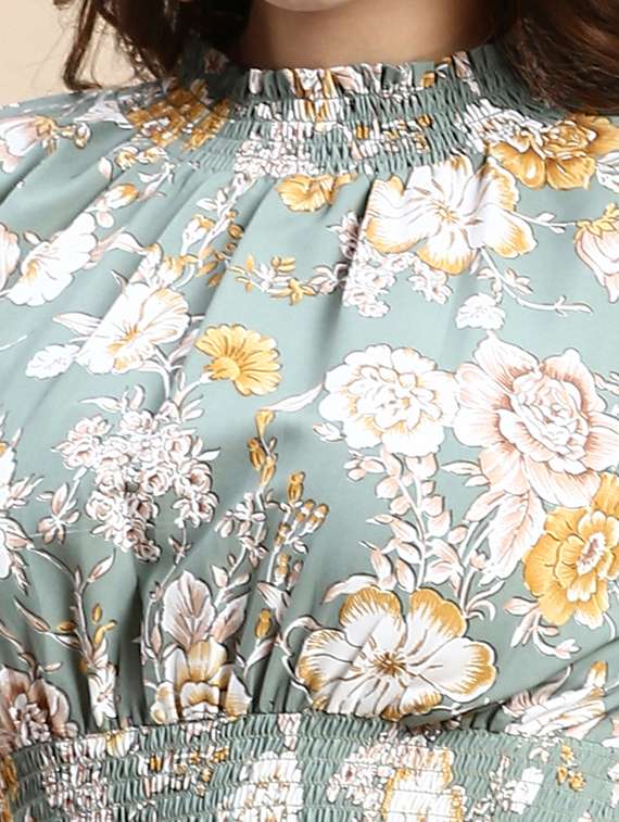 green floral fit & flare dress - 20325662 -  Standard Image - 3