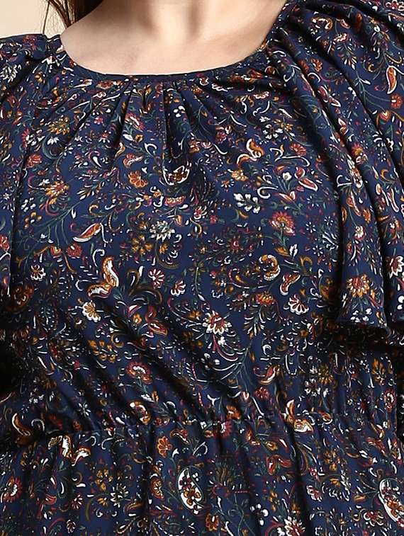 navy blue floral fit & flare dress - 20325674 - Standard Image - 3