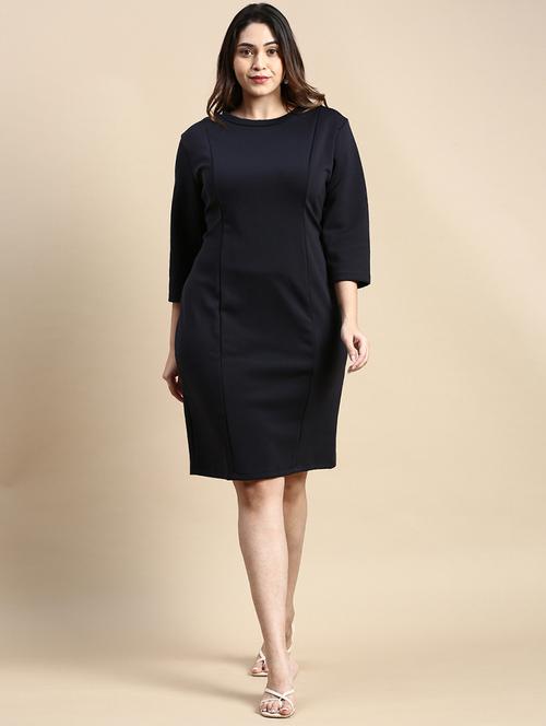 navy blue solid sheath dress - 20325683 -  Standard Image - 0