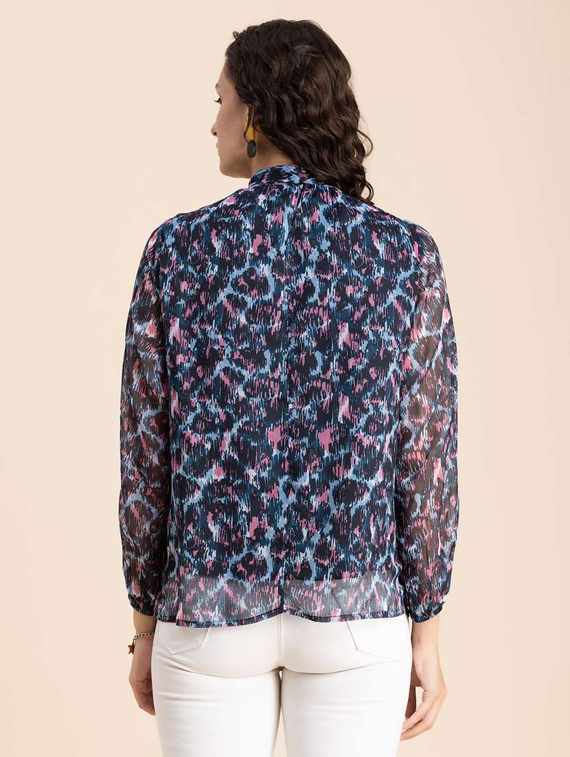 blue abstract print regular top - 20325684 -  Standard Image - 3