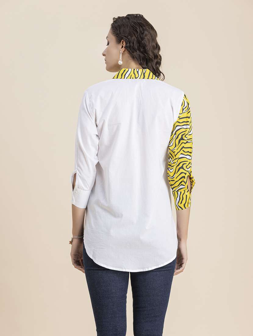 yellow & white printed regular shirt - 20325781 - Standard Image - 3
