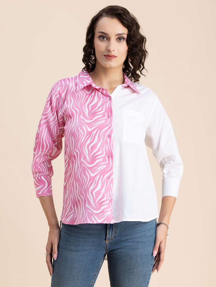 pink & white printed regular shirt - 20325782 -  Zoom Image - 0