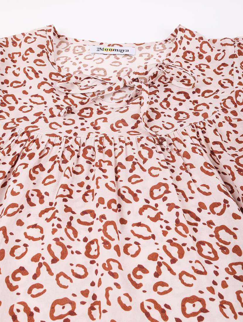 beige animal print a-line top - 20325786 -  Standard Image - 5