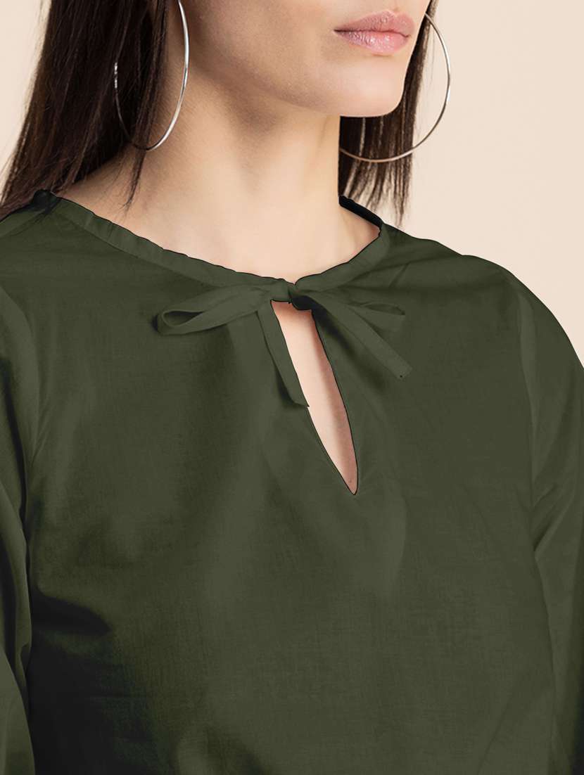green solid blouson top - 20325793 - Standard Image - 5