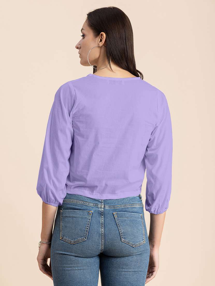 purple cotton blouson top - 20325794 -  Standard Image - 3