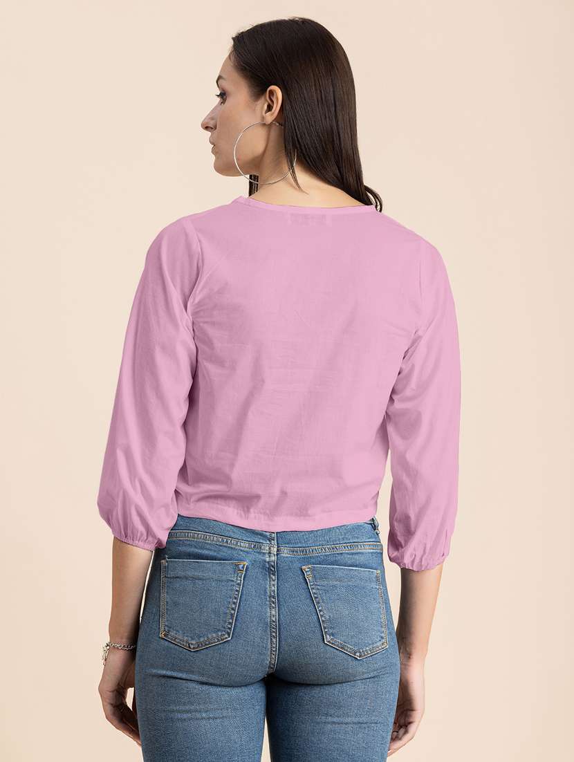 dusty pink cotton blouson top - 20325795 -  Standard Image - 3